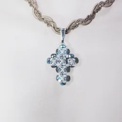 Pendant 40cm - Sierra-Khaki Braid - Pendant 40cm - Laiton argenté